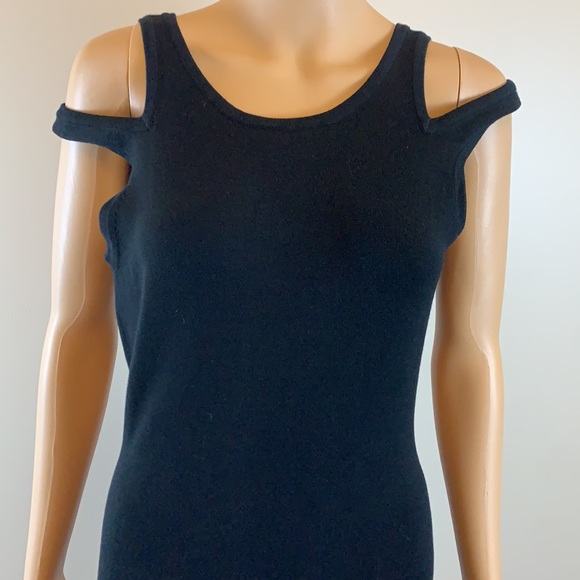 Jonathan Simkhai Black Midi Dress with Shoulder Cutouts - Picture 2 of 7